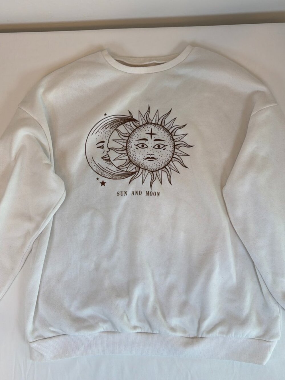 Shein Sun and Moon Long Sleeve Sweatshirt Women's L White